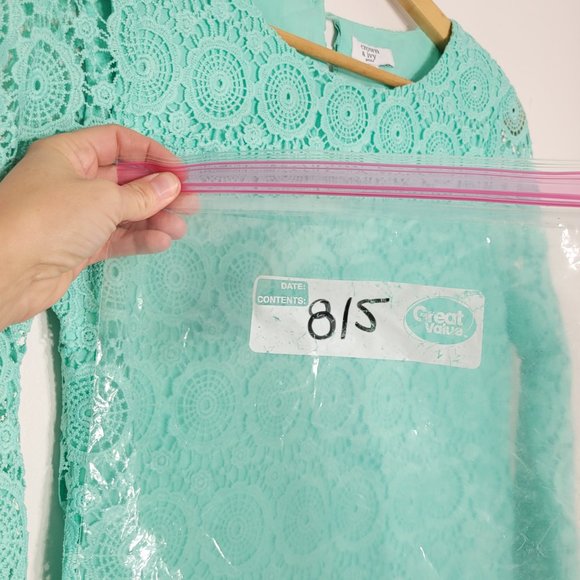 Crown & Ivy Womens Green Mint Lace 3/4 Sleeve Round Neck Evening Summer Dress 4P - Picture 12 of 12